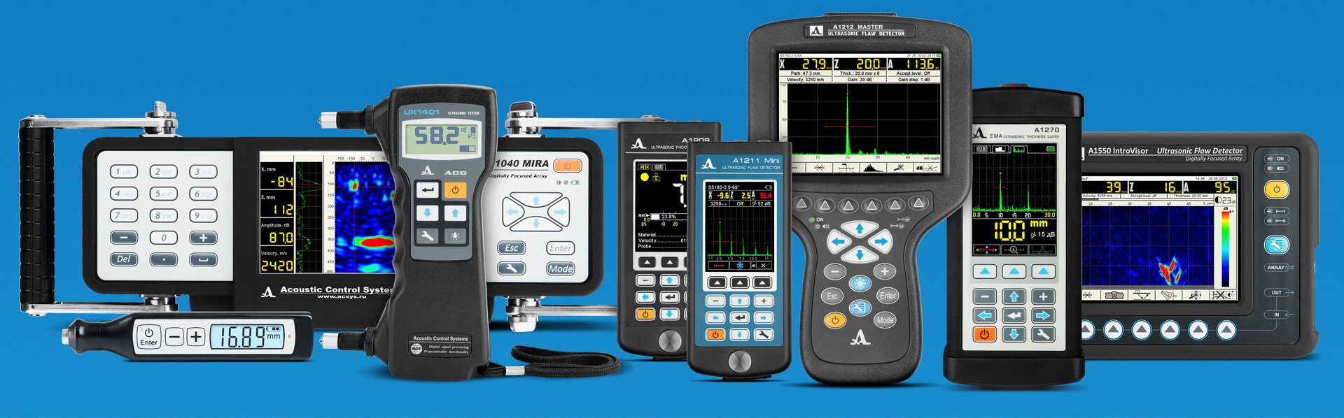 Ultrasonic testing instruments for metal, concrete and composite material testing